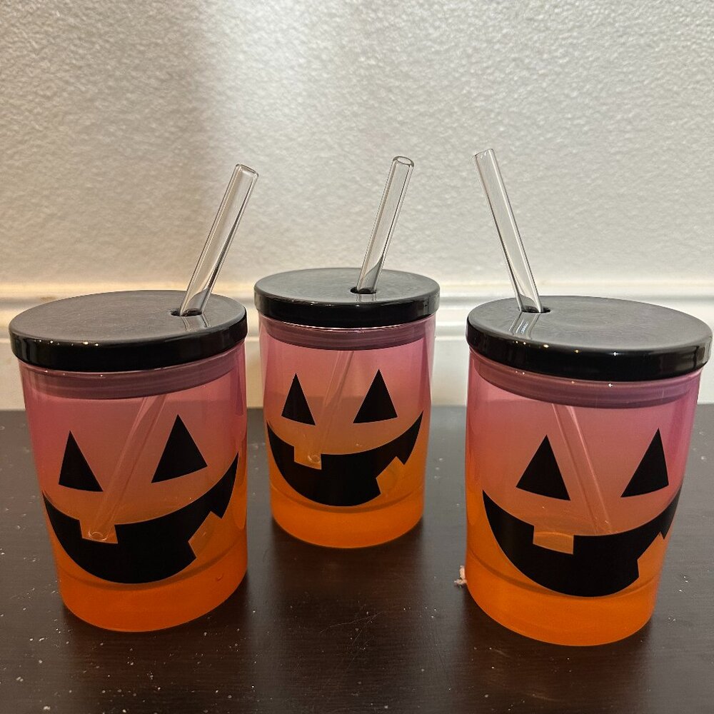 New Halloween Spooky Jack-o-lantern Pumpkin Cup 3 Set